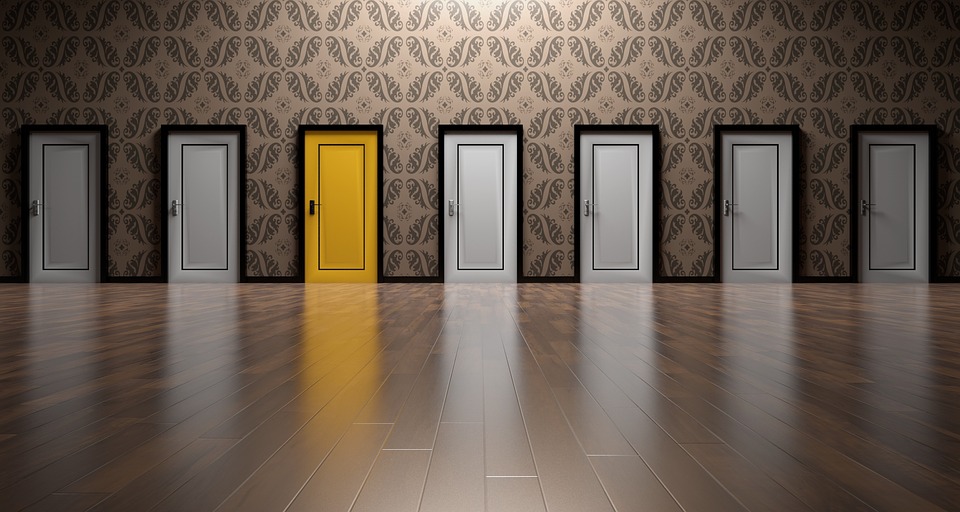 Many doors along a corridor (Credit: pixabay/qimono)